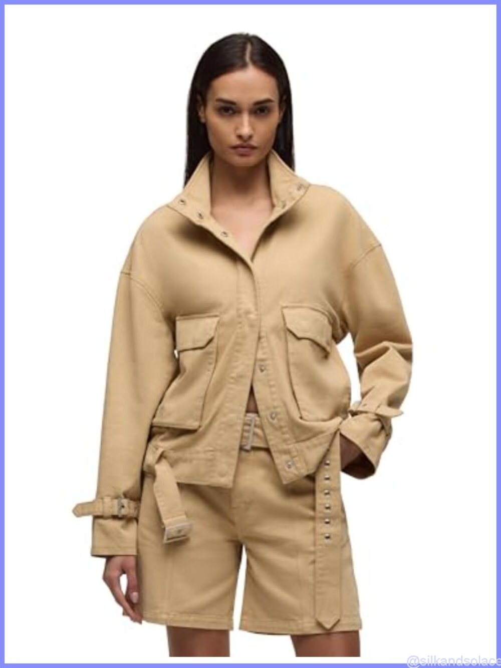 HUDSON Women's Relaxed Utility Jacket - Cotton Twill, Button Closure, Long